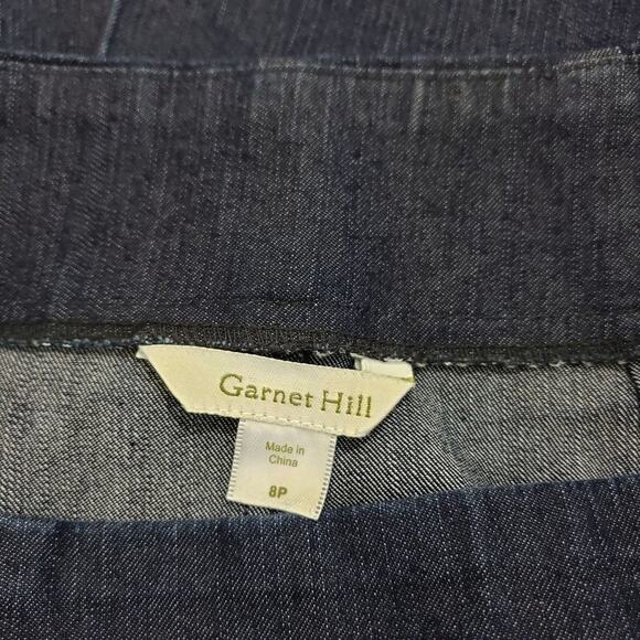 Garnet Hill dark wash jean skirt knee length woman's size 8 petite - Picture 2 of 8